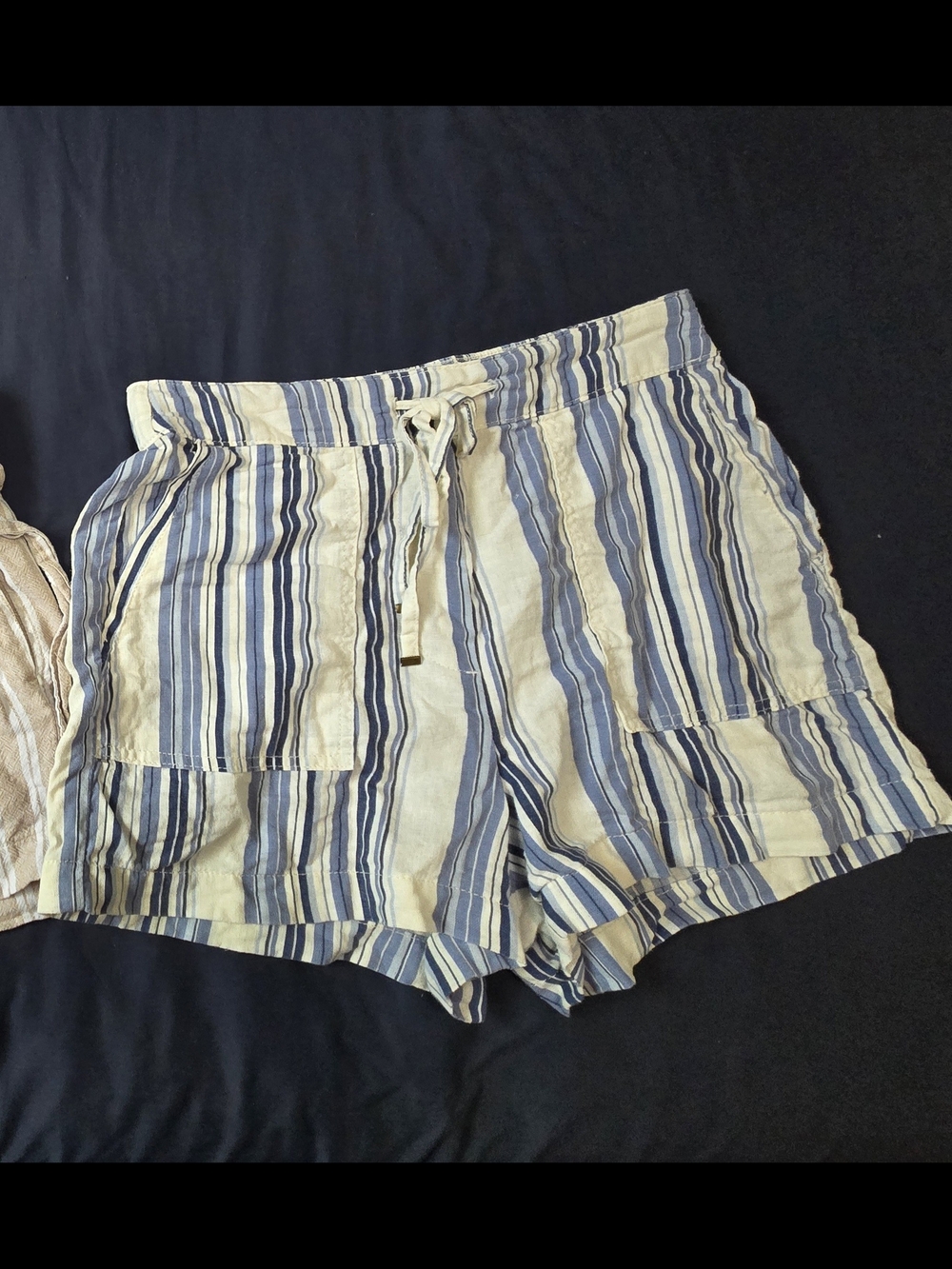 Striped Blue and White Drawstring Women’s Shorts